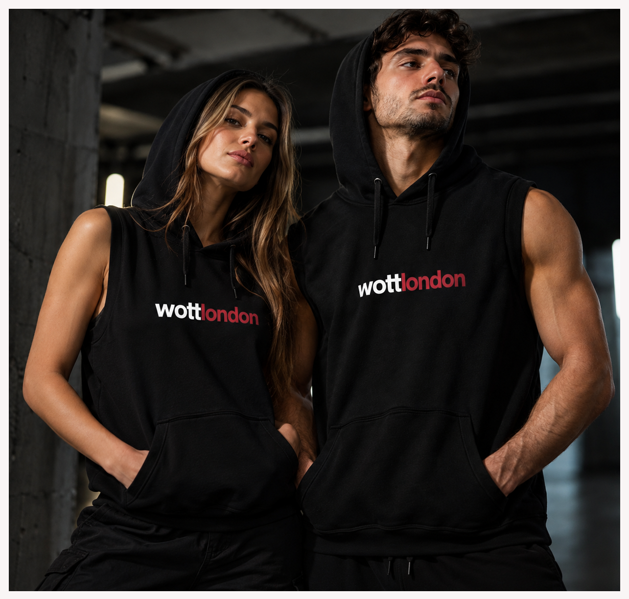 WottLondon black sleeveless hoodies